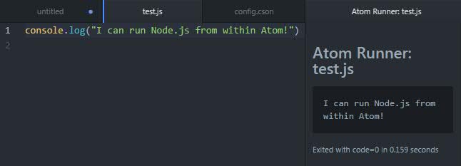 Running Node.js in Atom